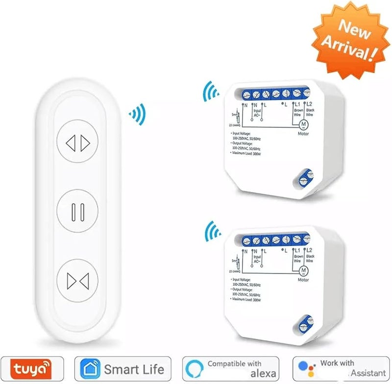 Tuya WiFi Smart Curtain Switch With Remote Electric Roller Shutter Sunscreen 1 Remote 2 Modules - Image 2